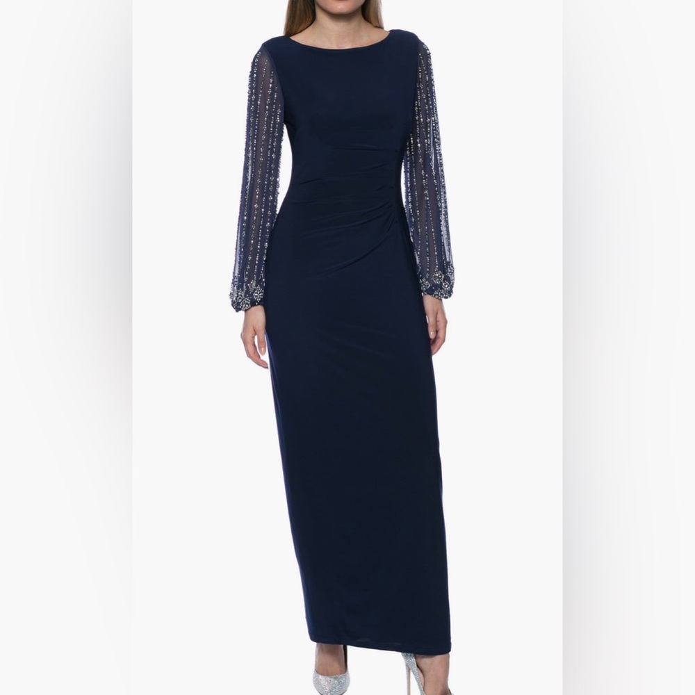 MARINA Beaded Long Sleeve Dress